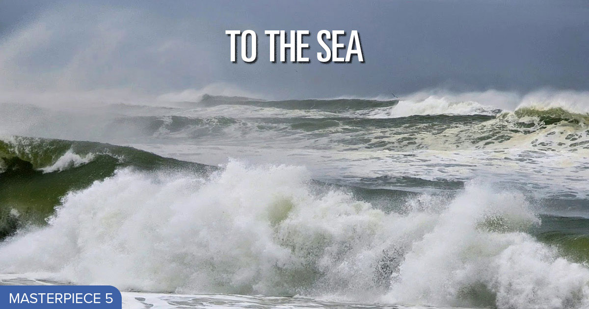 Ocean waves crashing onshore