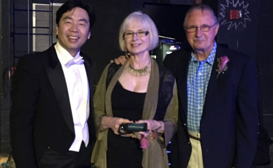 Recognized for long attendance at Cape Symphony were Dr. & Mrs. Frank Dahlstrom with Jung-Ho Pak,  Artistic Director & Conductor.