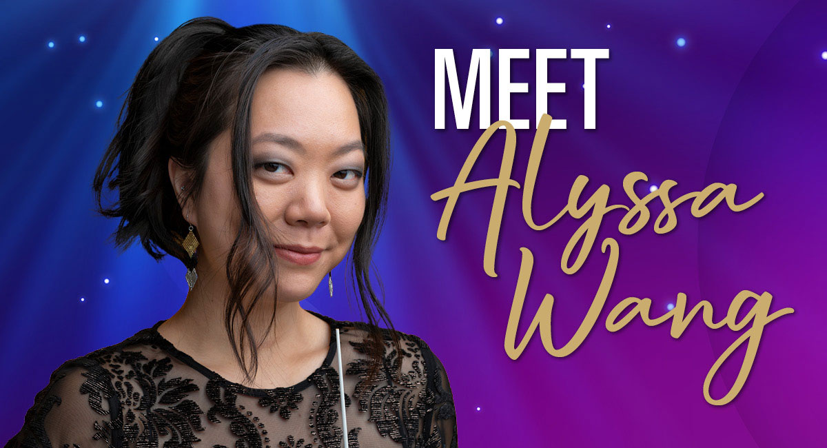 Alyssa Wang holding baton, with "Meet Alyssa Wang" text